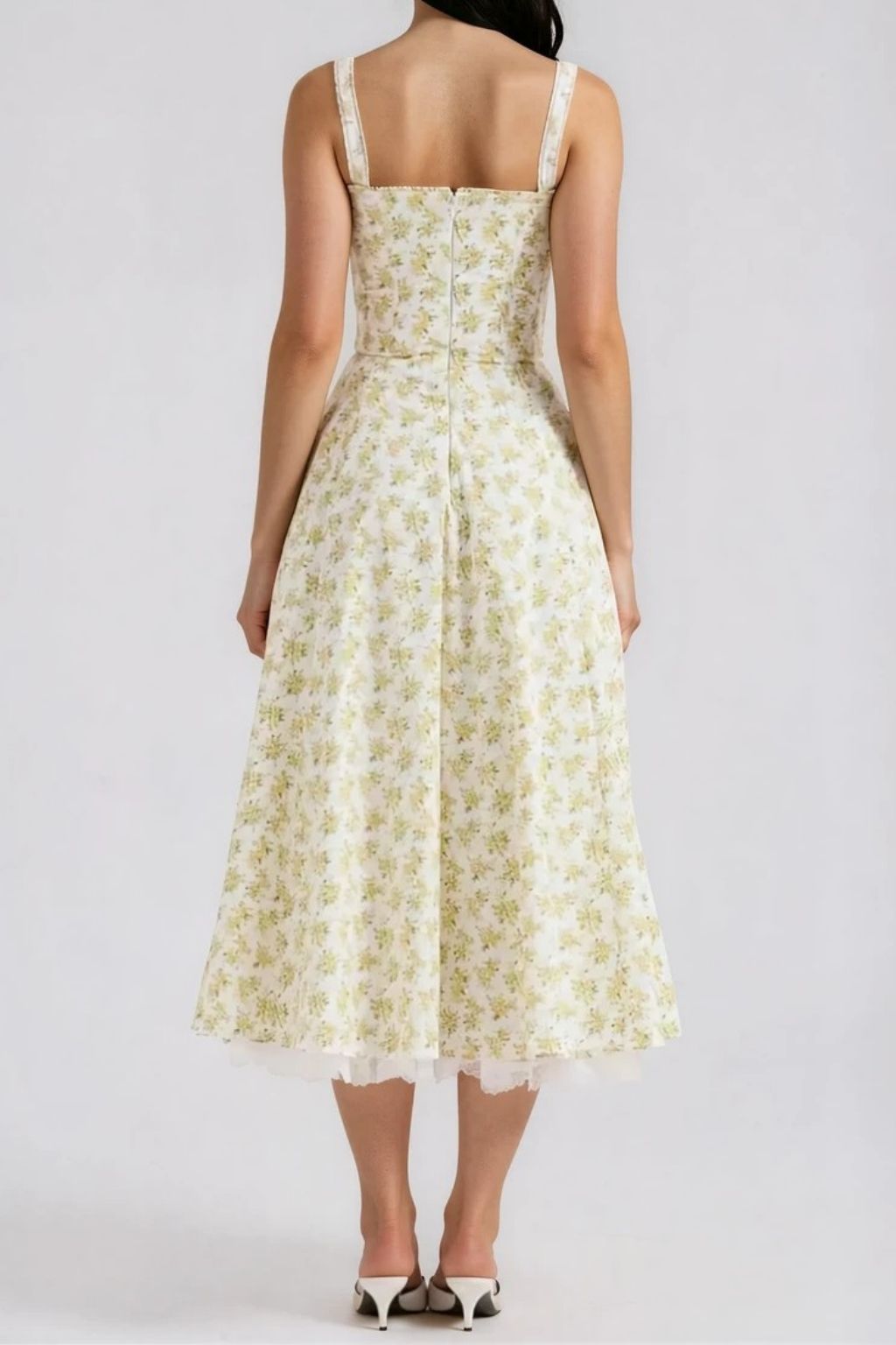 Women's Floral Stretch Cotton Midi Length Dress