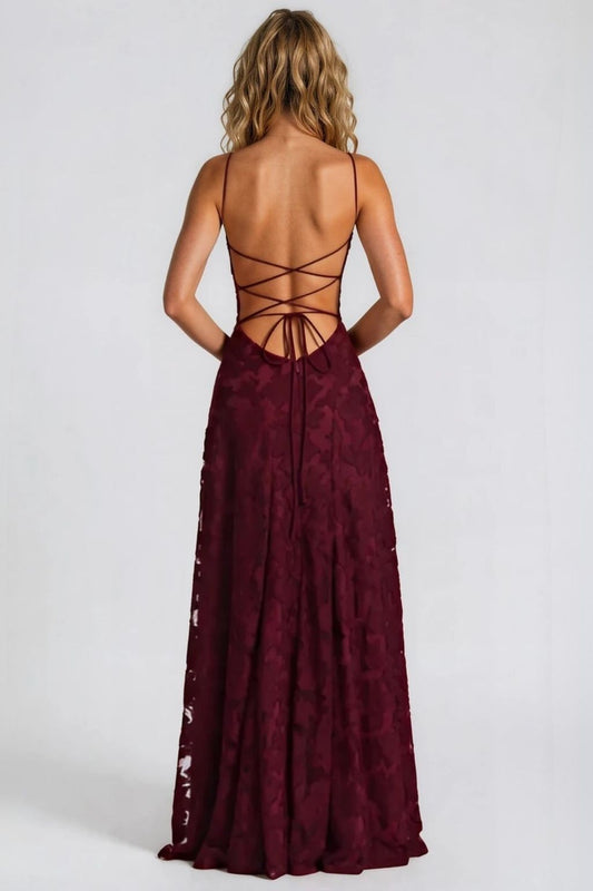 Sleeveless Floral Maxi Dress In Cherry Red