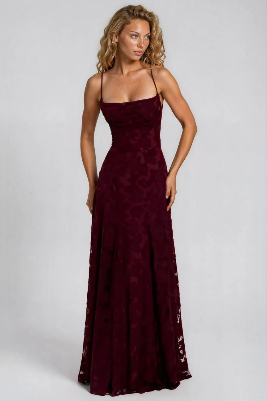 Sleeveless Floral Maxi Dress In Cherry Red