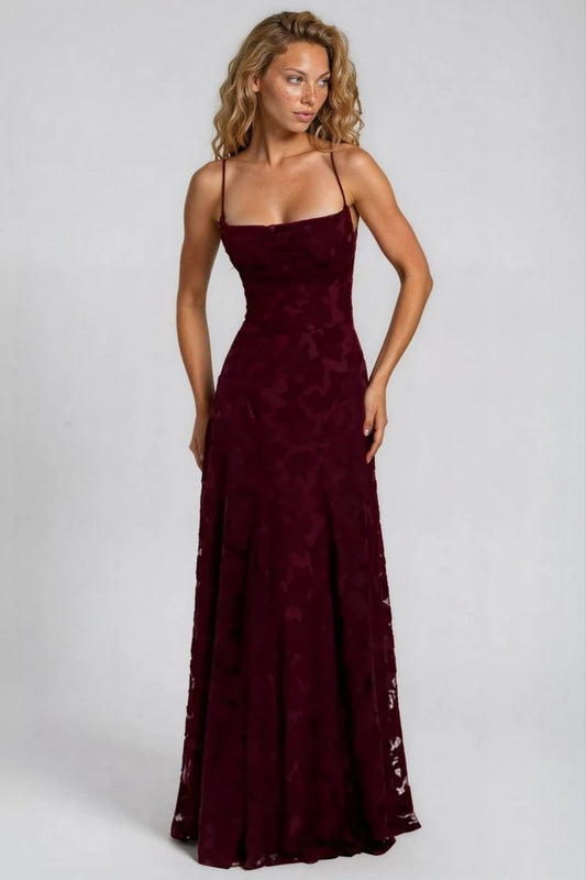 Sleeveless Floral Maxi Dress In Cherry Red