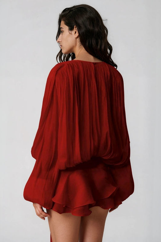 Women's Rose Red Cocktail Mini Dress