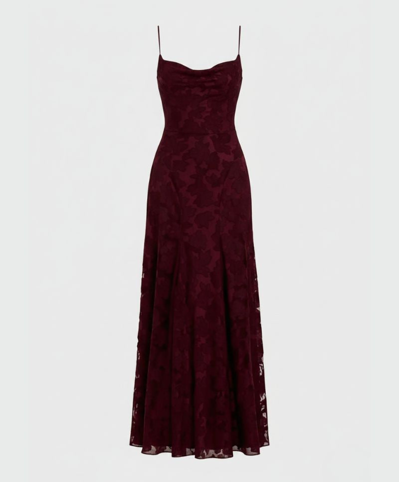 Sleeveless Floral Maxi Dress In Cherry Red